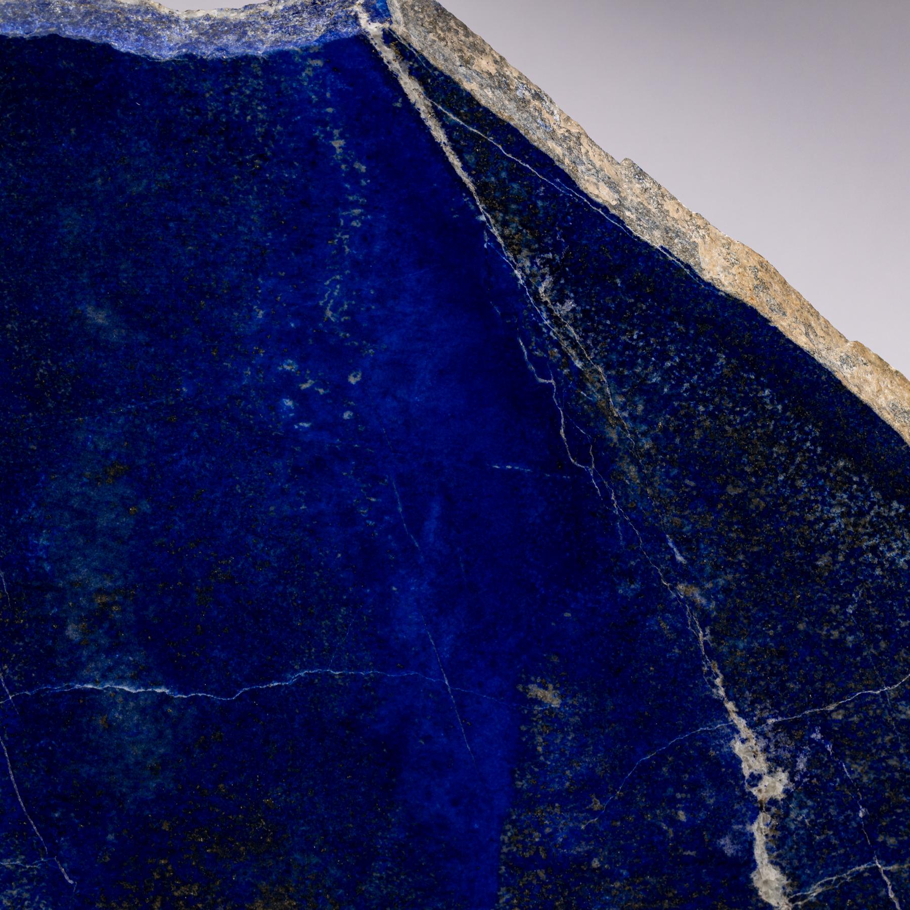 Polished Lapis Lazuli Natural Shape Sculpture Mounted on Aluminium Custom Base