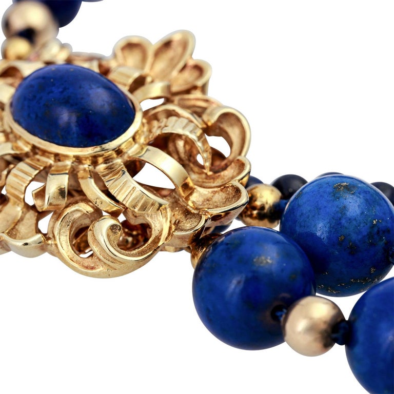 Women's Lapis Lazuli Necklace, 3 Rows For Sale