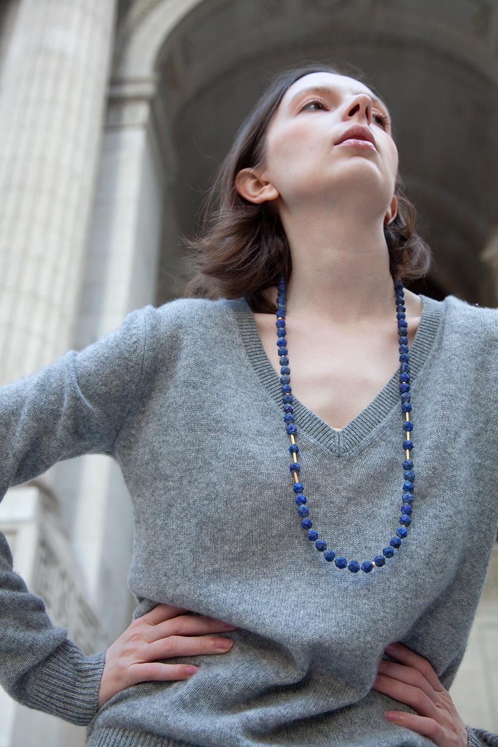 Lapis Lazuli Necklace - Blue Madrid Lapis Necklace by Bombyx House For Sale 4