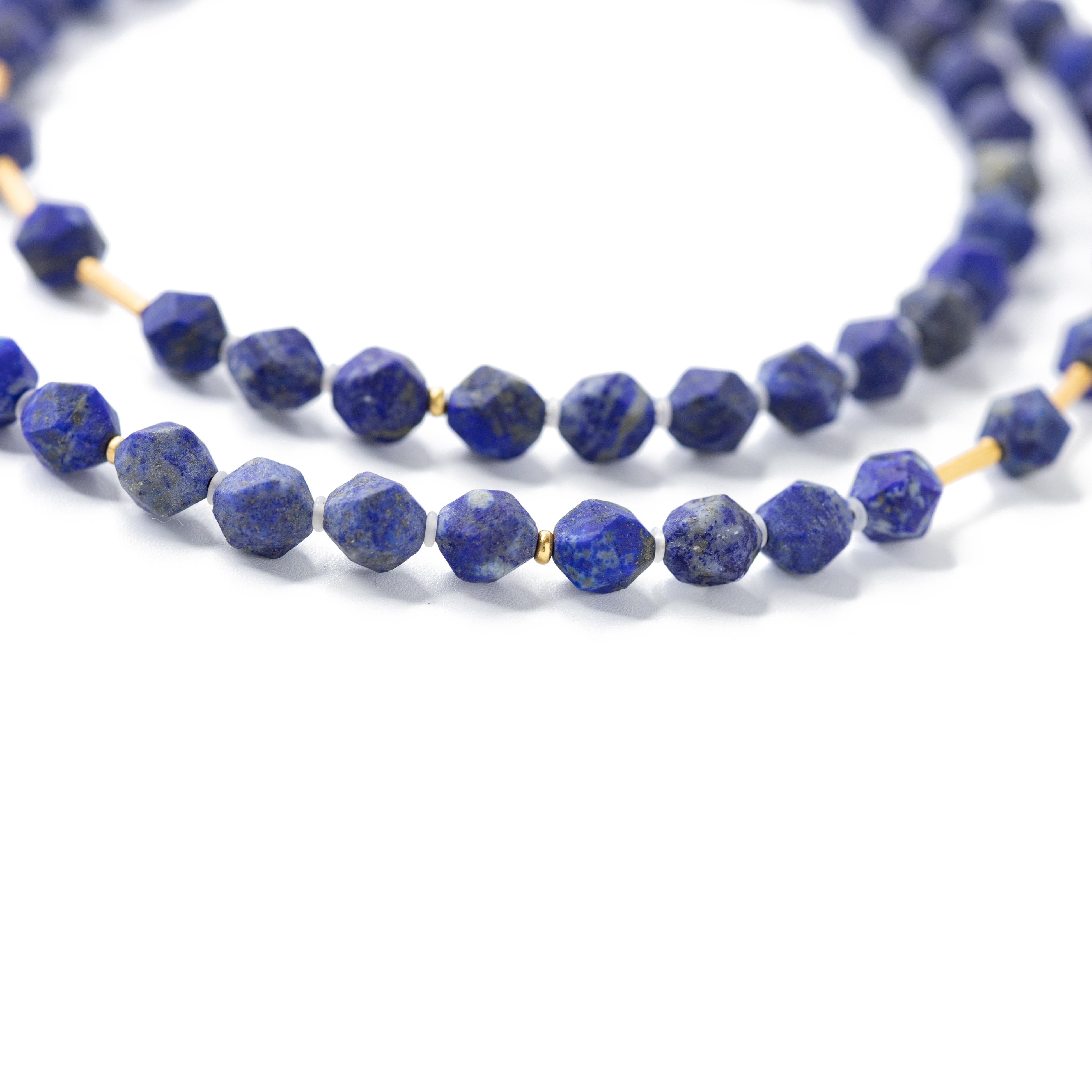 Round Cut Lapis Lazuli Necklace - Blue Madrid Lapis Necklace by Bombyx House For Sale