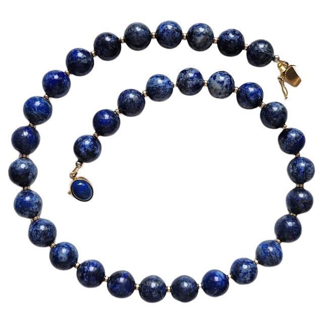 Lapis Lazuli Necklace with Gold Clasp For Sale