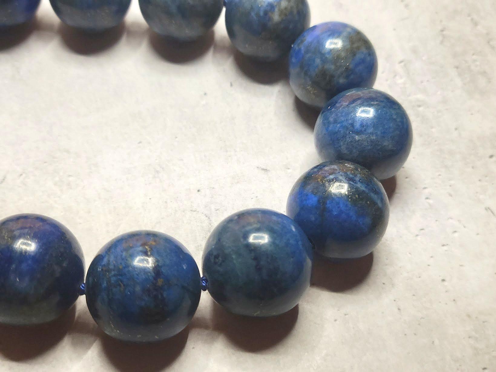 Bead Lapis Lazuli Necklace with Vintage Essex Crystal Clasp For Sale