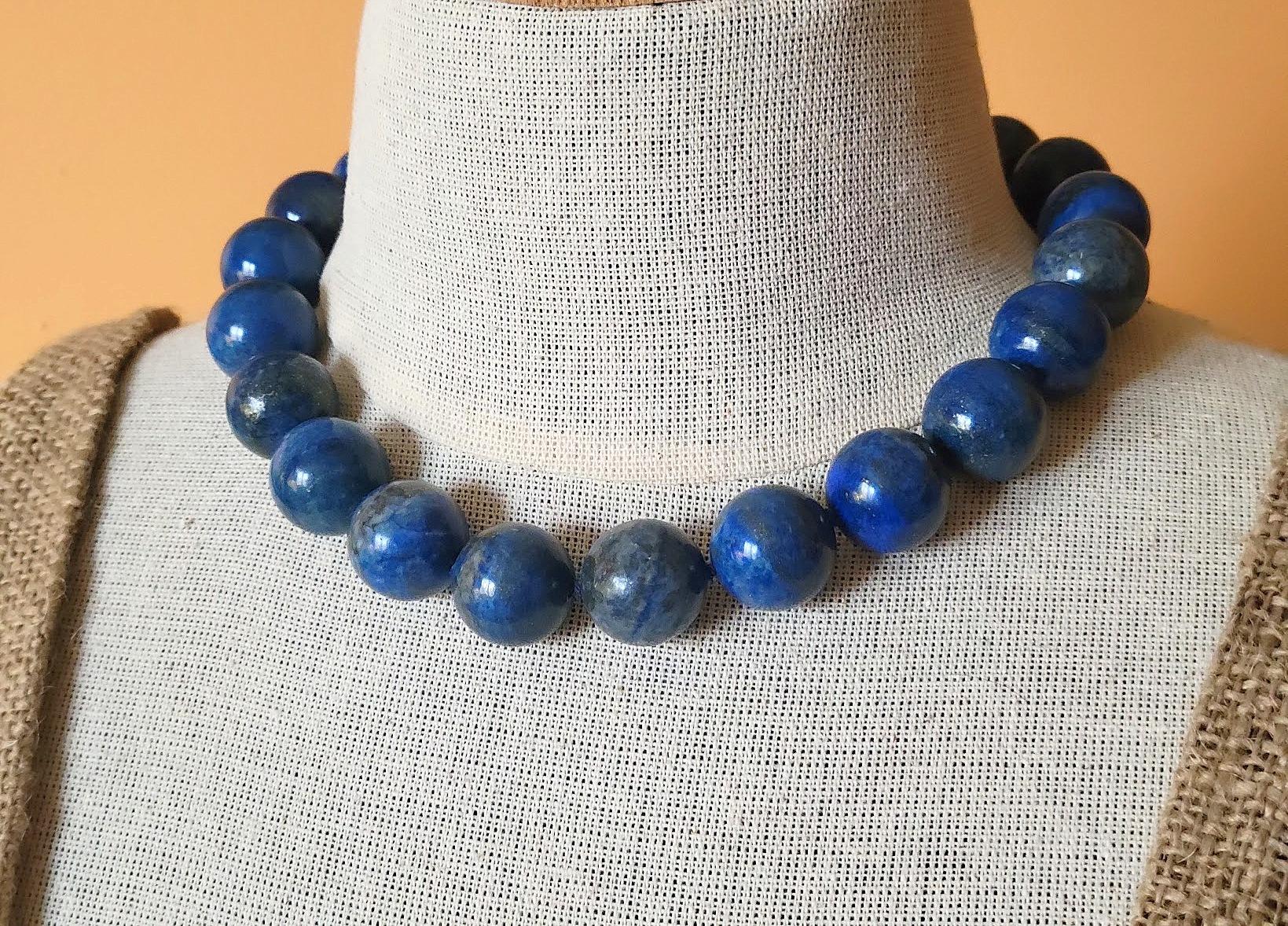 Lapis Lazuli Necklace with Vintage Essex Crystal Clasp For Sale 1