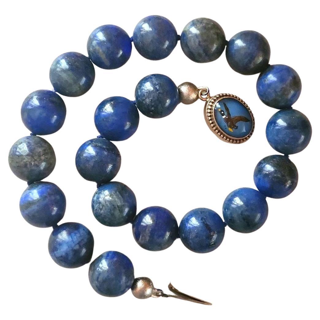 Lapis Lazuli Necklace with Vintage Essex Crystal Clasp For Sale