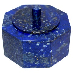 Lapis Lazuli Octagonal Box Fine Grade Snowing Day