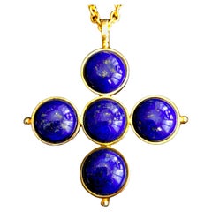 Lapis Lazuli 'Odessa' Cross pendant on chain