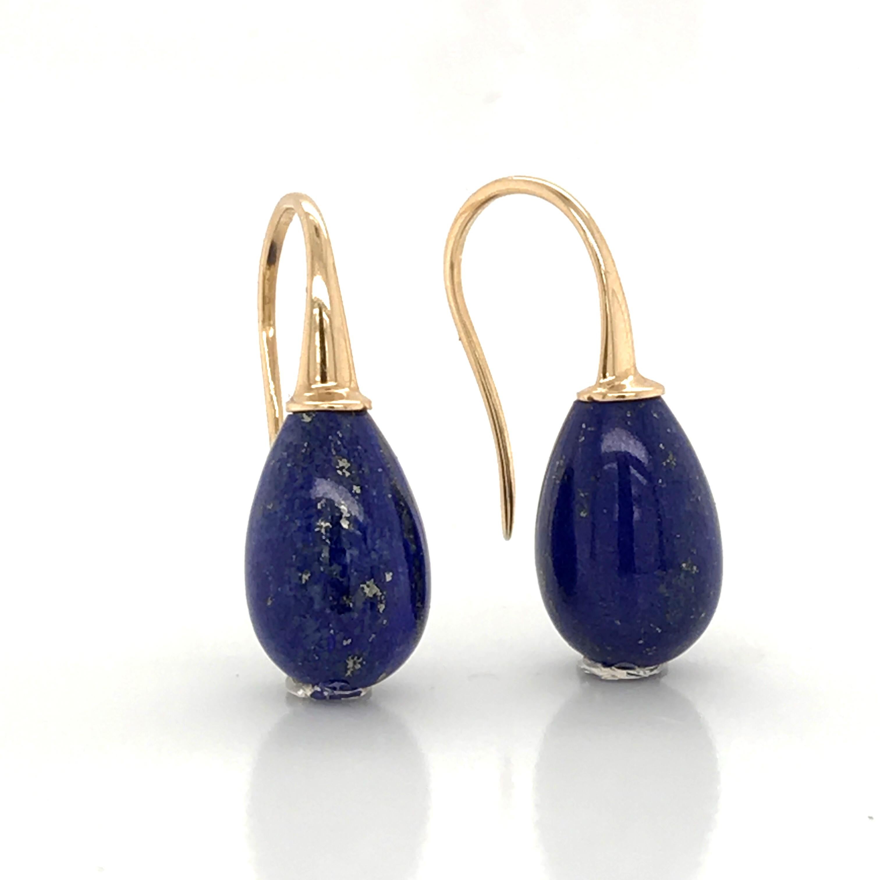 Lapis Lazuli on Yellow Gold 18 Karat Drop Earrings 7