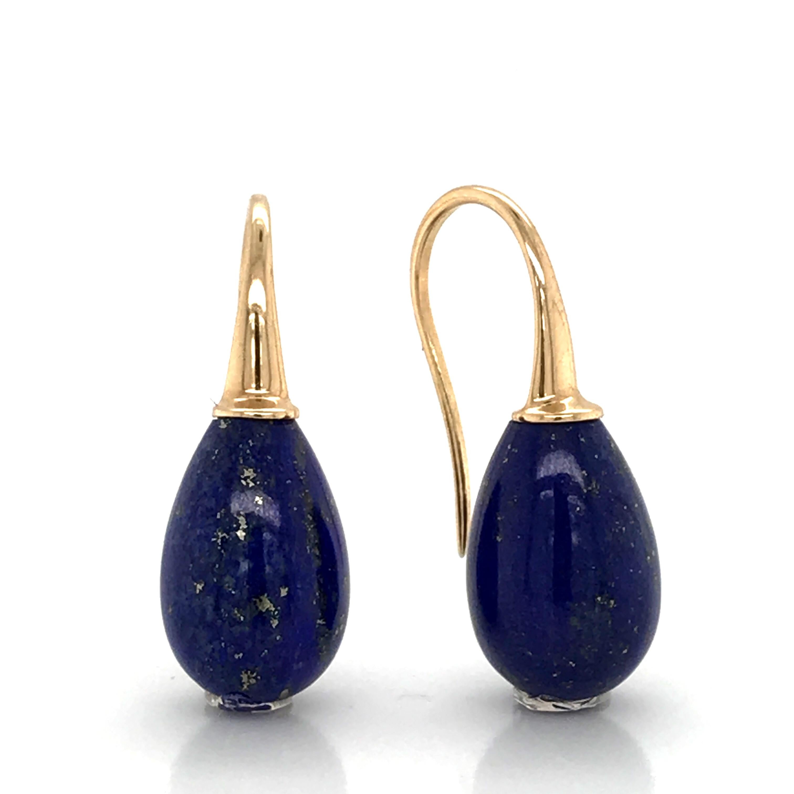 Lapis Lazuli on Yellow Gold 18 Karat Drop Earrings 8