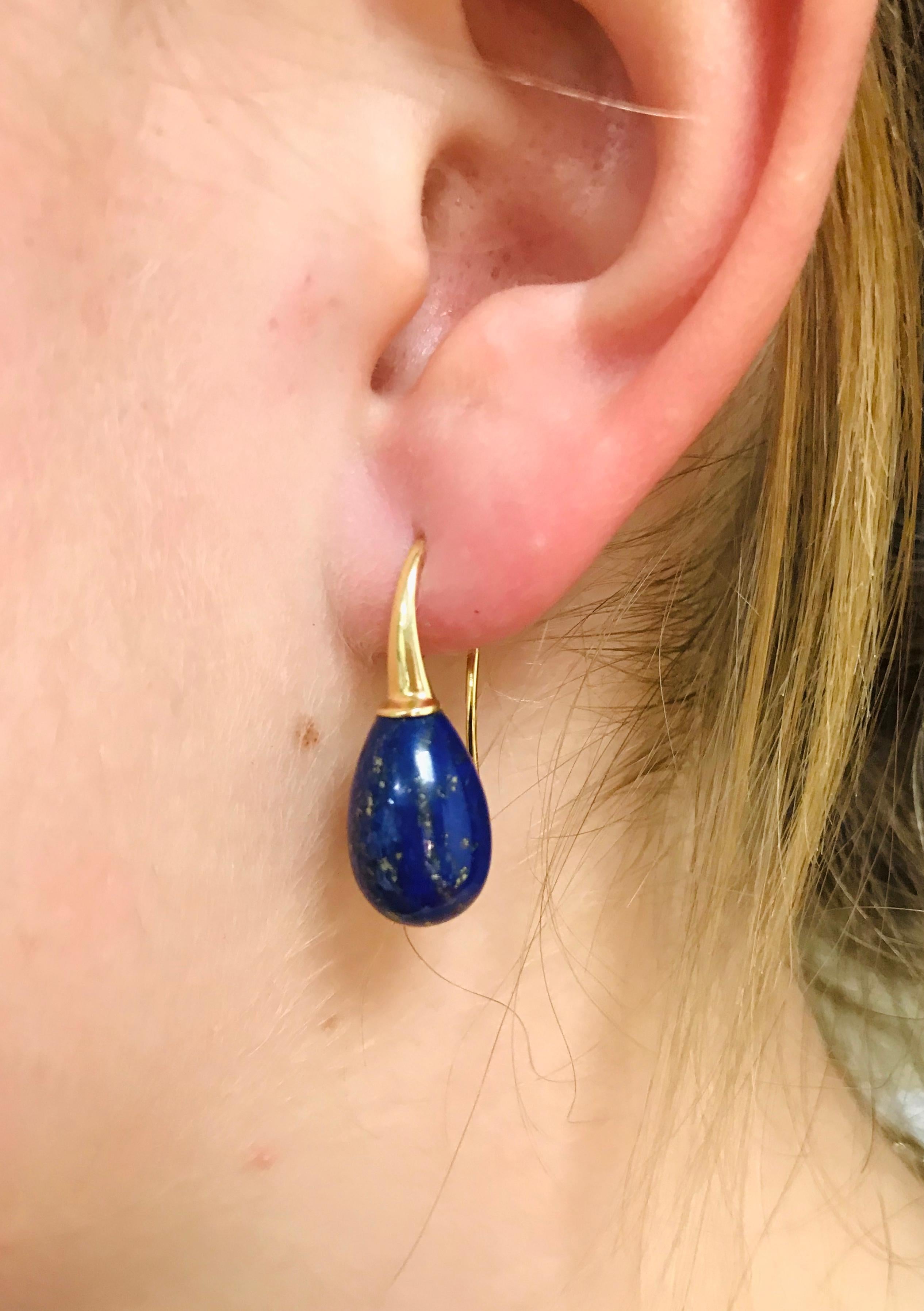 Lapis Lazuli on Yellow Gold 18 Karat Drop Earrings 8