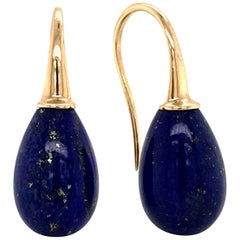 Lapis Lazuli on Yellow Gold 18 Karat Drop Earrings