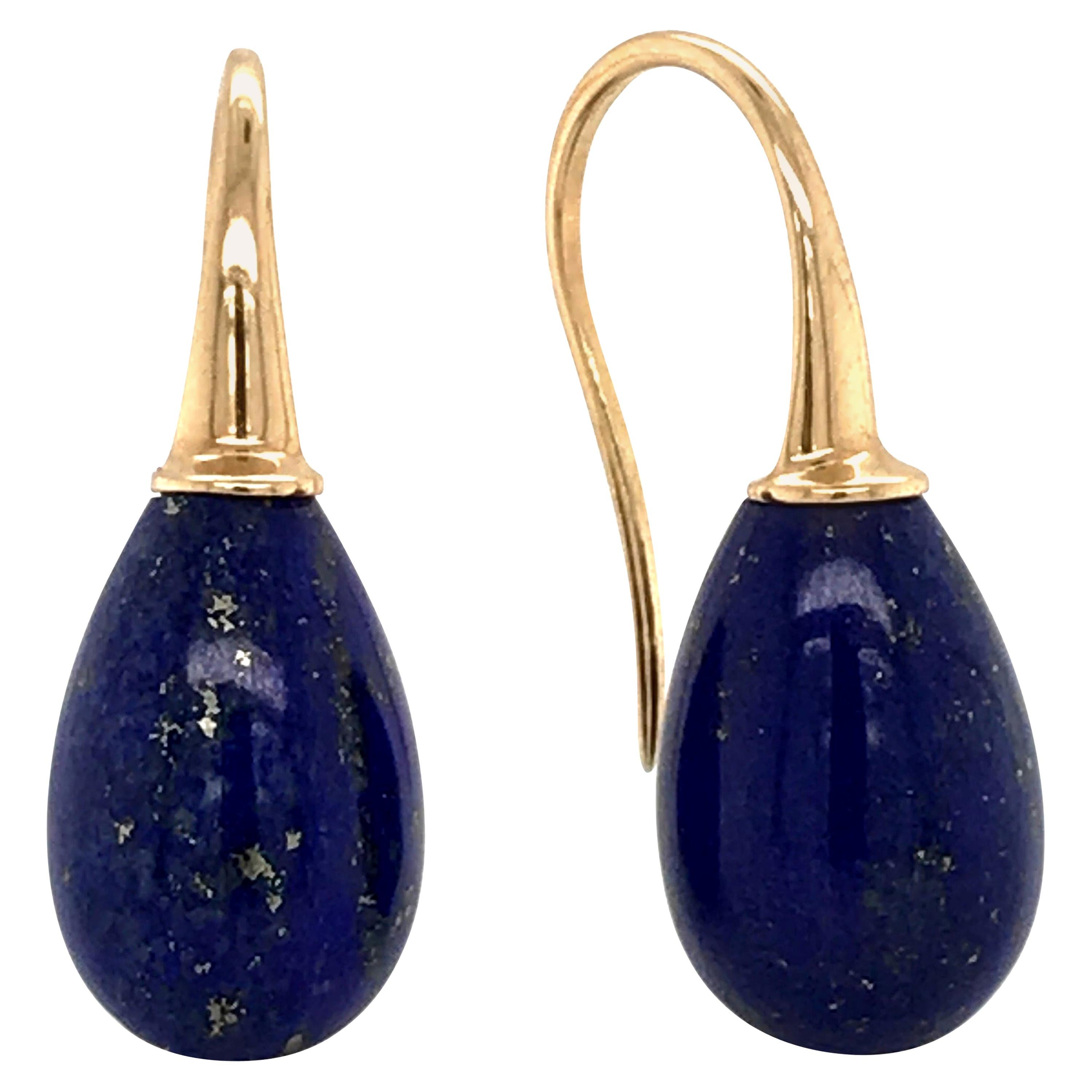 Lapis Lazuli on Yellow Gold 18 Karat Drop Earrings