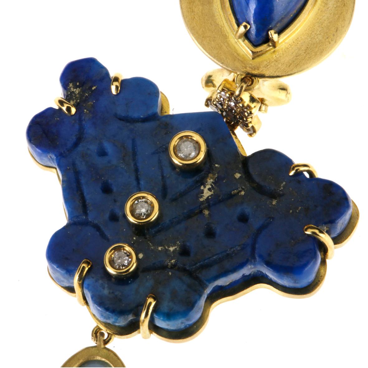 Lapis Lazuli Opal Diamonds 18 Karat Gold Earrings 1