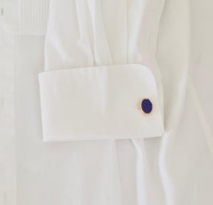 Lapis Lazuli Oval Yellow Gold Cuff Links by Larter, Circa 1950's