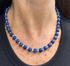 Lapis Lazuli & Pearl Bead Necklace