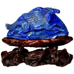 Lapis Lazuli Pegasus Statue, Horse Sculpture