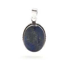 Lapislazuli-Anhänger, Sterlingsilber, Cabochon-Anhänger, blauer Stein