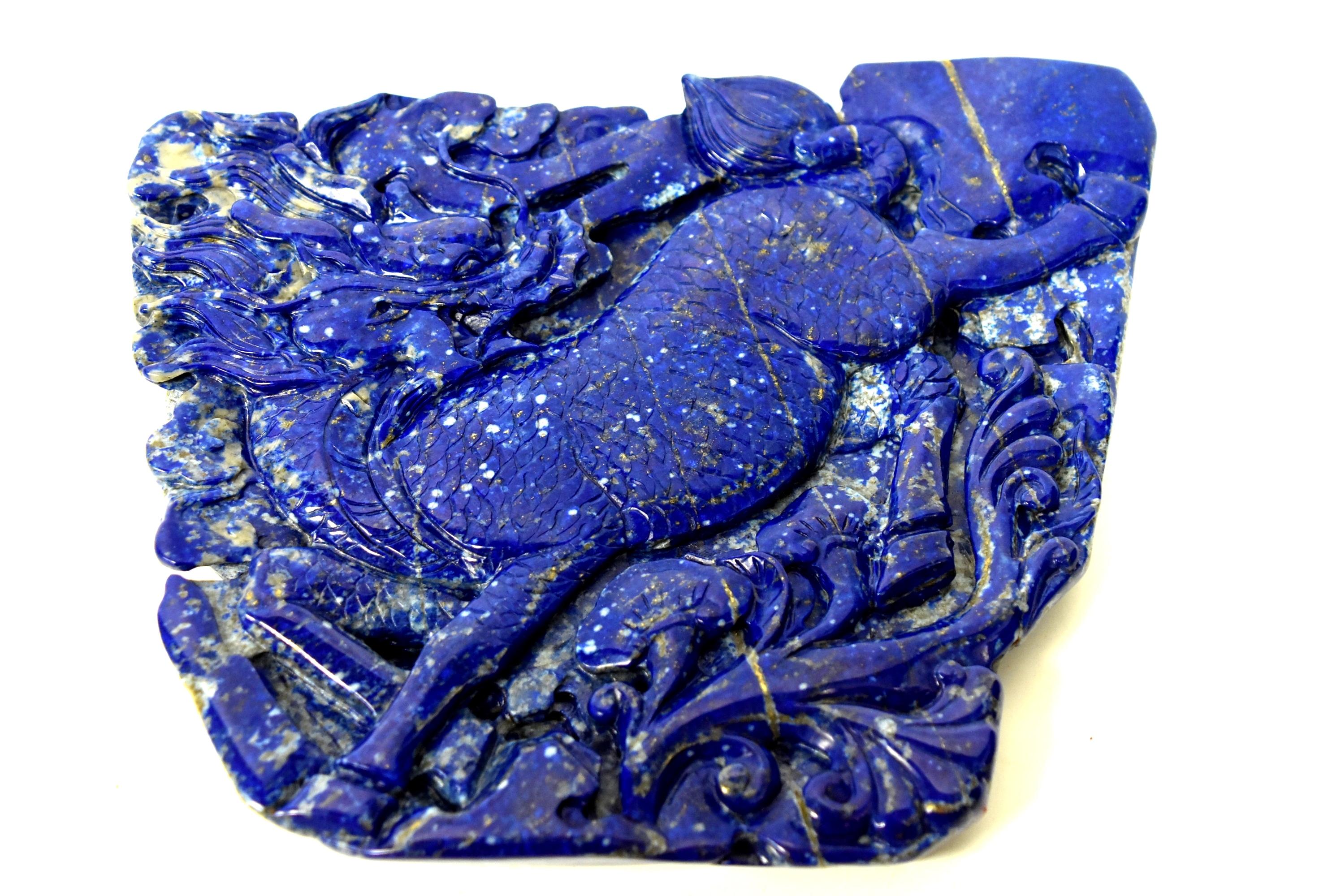 Lapis Lazuli Qi Lin Sculpture Statue, 1st Grade Natural 4