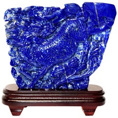Lapis Lazuli Qi Lin Sculpture Statue, 1st Grade Natural