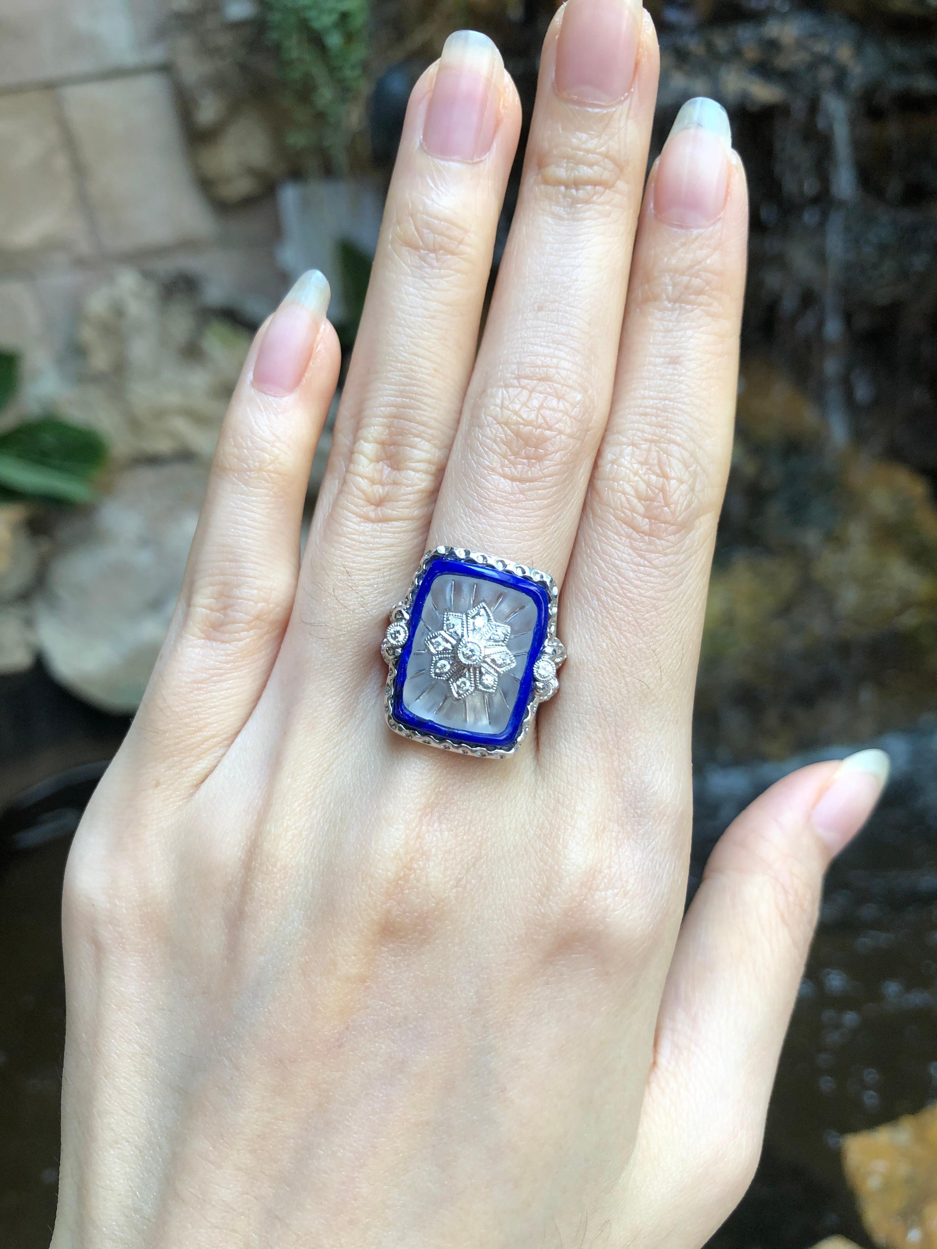 Lapis Lazuli, Quartz, Diamond 0.16 carat Ring set in 18 Karat White Gold Settings

Width:  1.9 cm 
Length: 2.1 cm
Ring Size: 54
Total Weight: 11.91 grams

