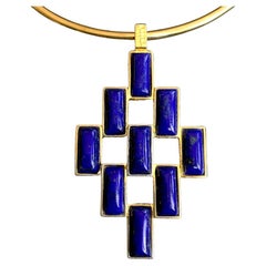 Lapislazuli Rechteckiger 'Brick'-Anhänger am Halsband