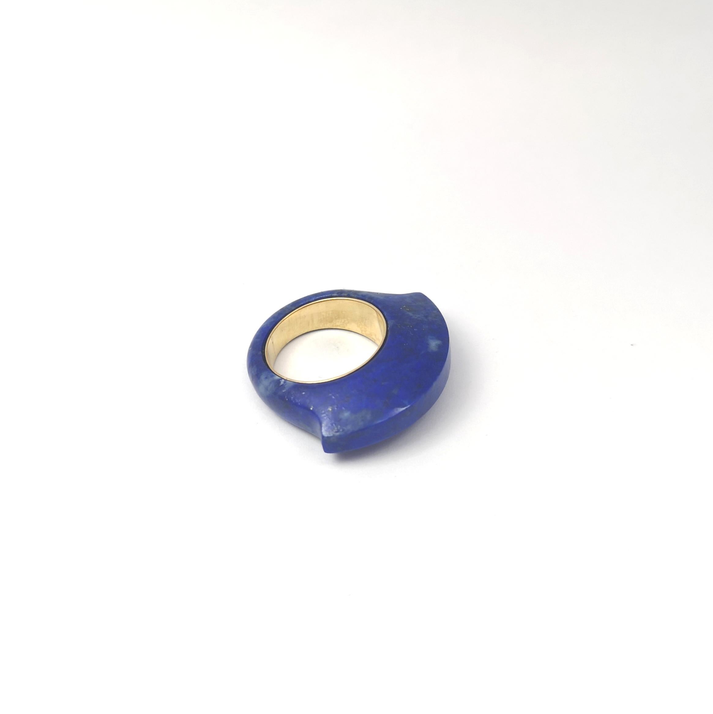 Ring mit Lapislazuli in 18 Karat Goldfassungen gefasst im Angebot 4