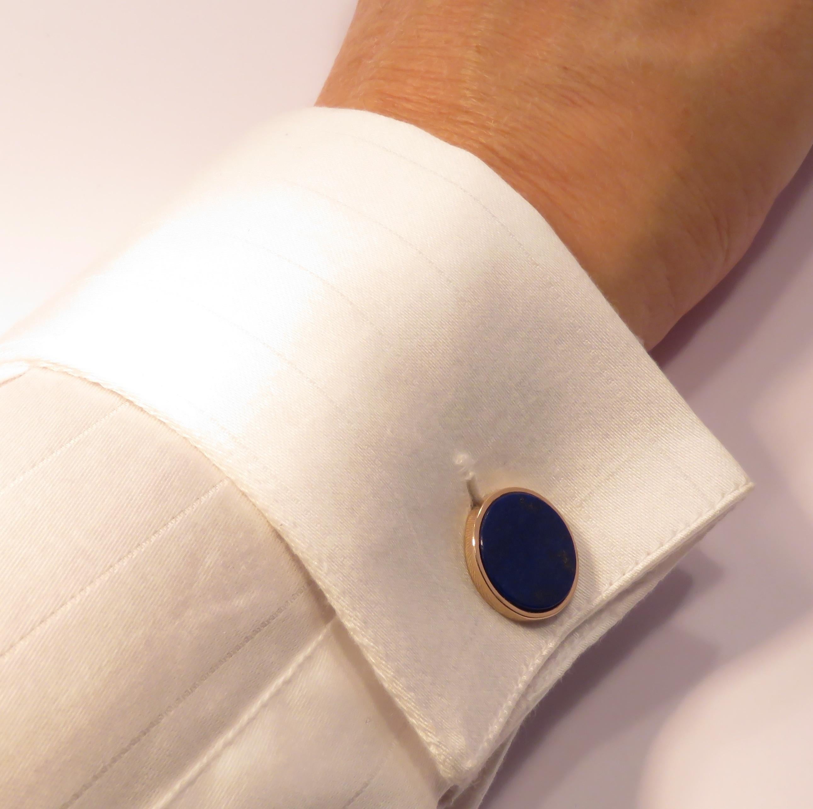 Lapis Lazuli Rock Cristal 9 Karat Rose Gold Cufflinks Handcrafted in Italy In New Condition In Milano, IT