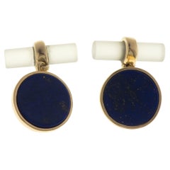 Lapis Lazuli Rock Cristal 9 Karat Rose Gold Cufflinks Handcrafted in Italy