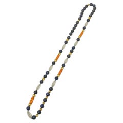 Lapis Lazuli, Rock Crystal, and 14K Gold Necklace