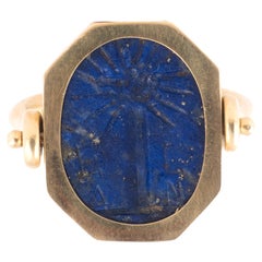 Lapis Lazuli Roman Magical Intaglio Ring of Abraxas 3nd-4rd Century A.D