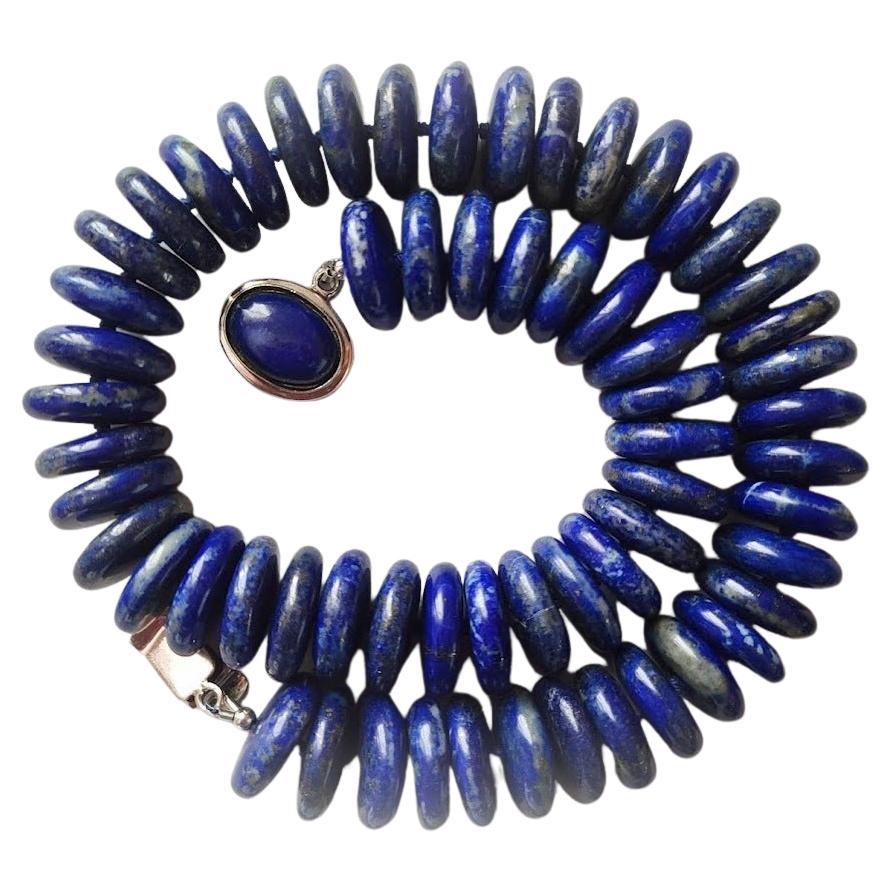 Lapis Lazuli Rondelle Beads Necklace For Sale