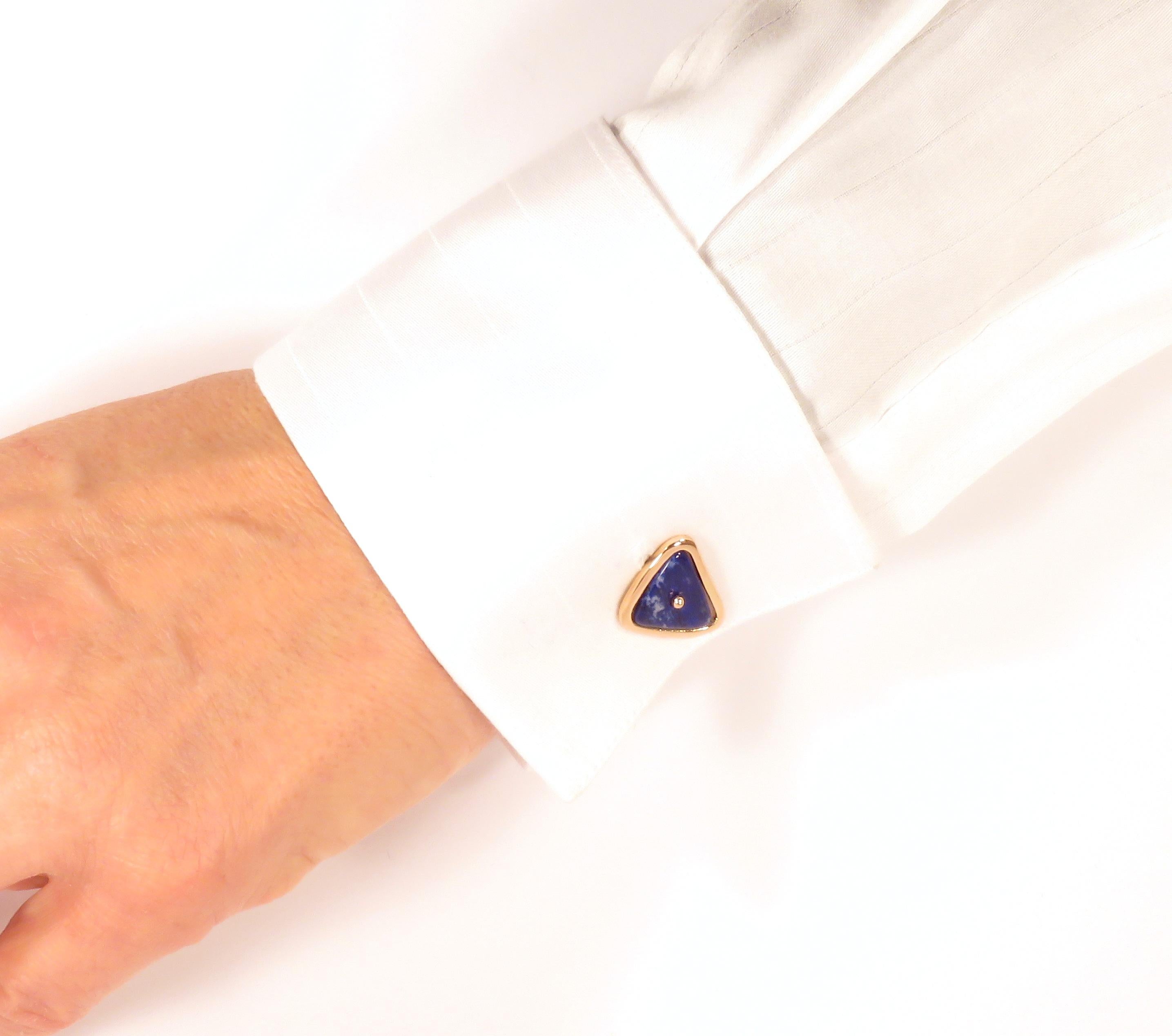 Cufflinks 9 Karat Rose Gold Lapis Lazuli Handcrafted in Italy by Botta Gioielli In New Condition In Milano, IT