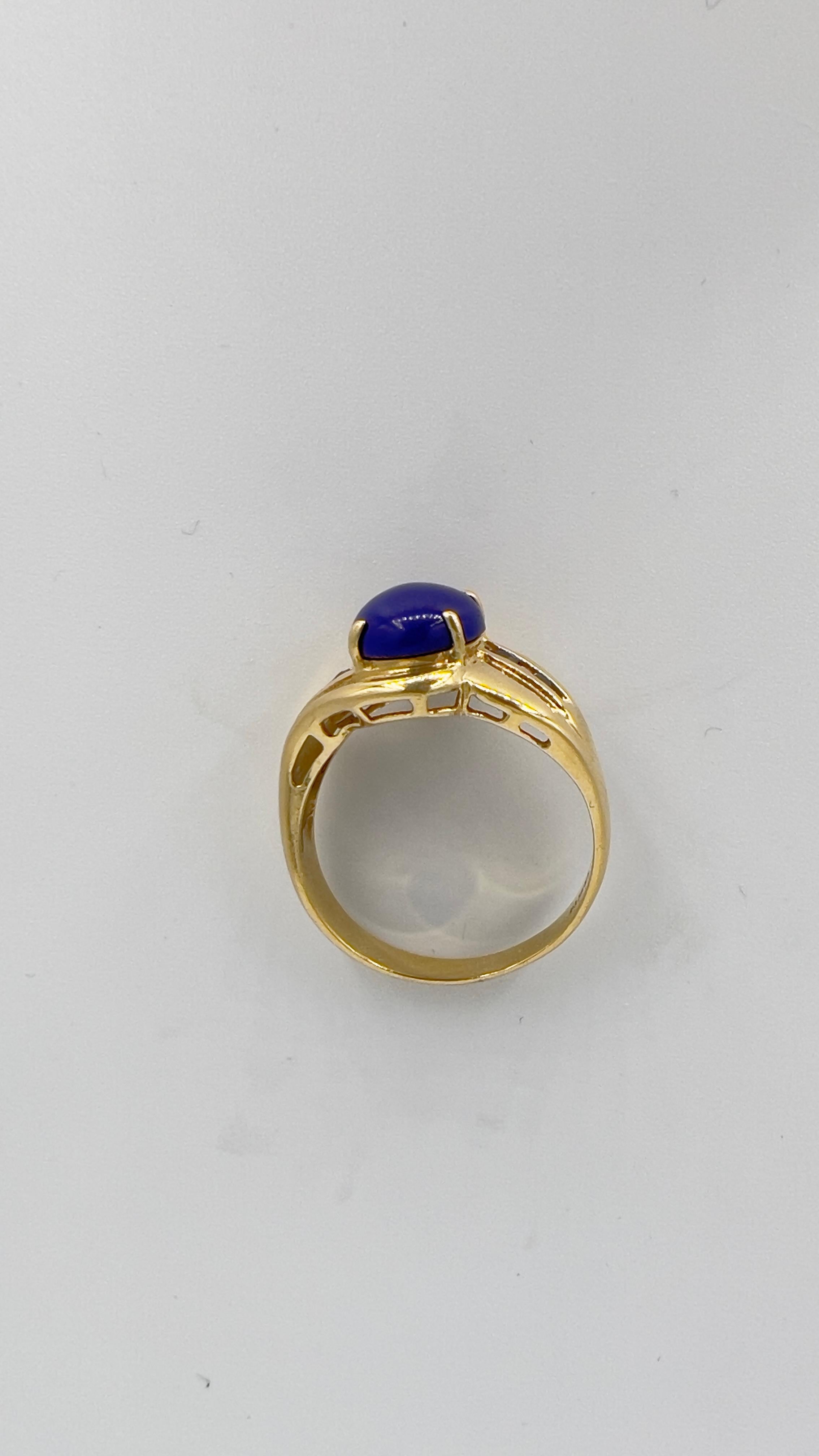 Lapis-Lazuli Saphir and Gold Cocktail Ring 1