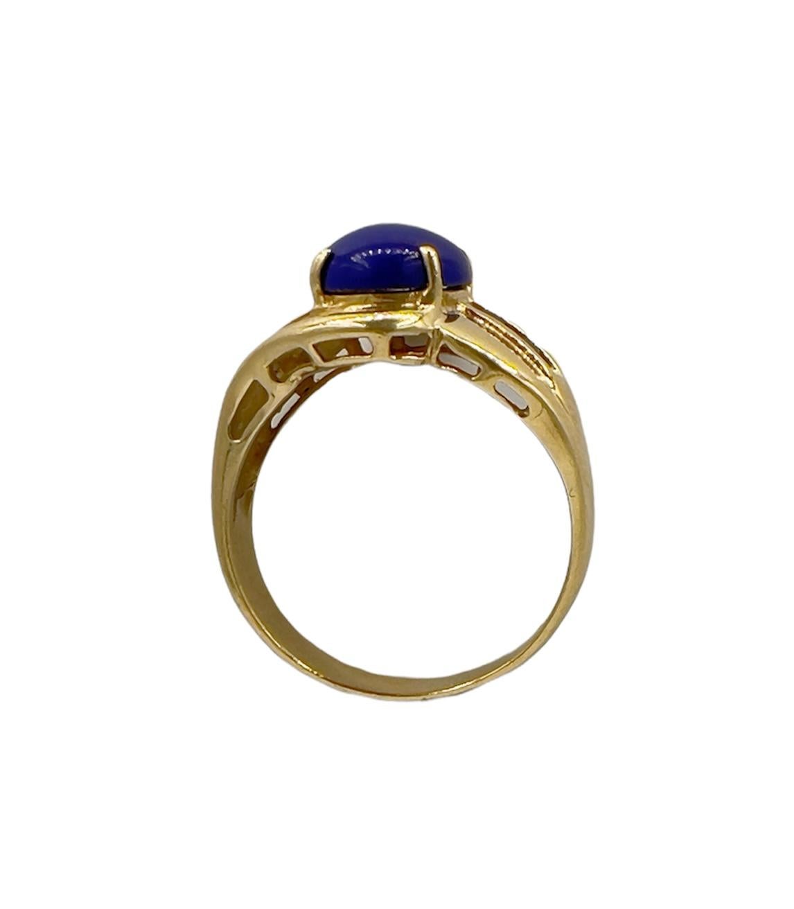 There is no apparent brand for this cocktail ring but it's composed of Lapis-Lazuli, Saphirs and 585 Gold. This ring come from an auction house in Geneva. 