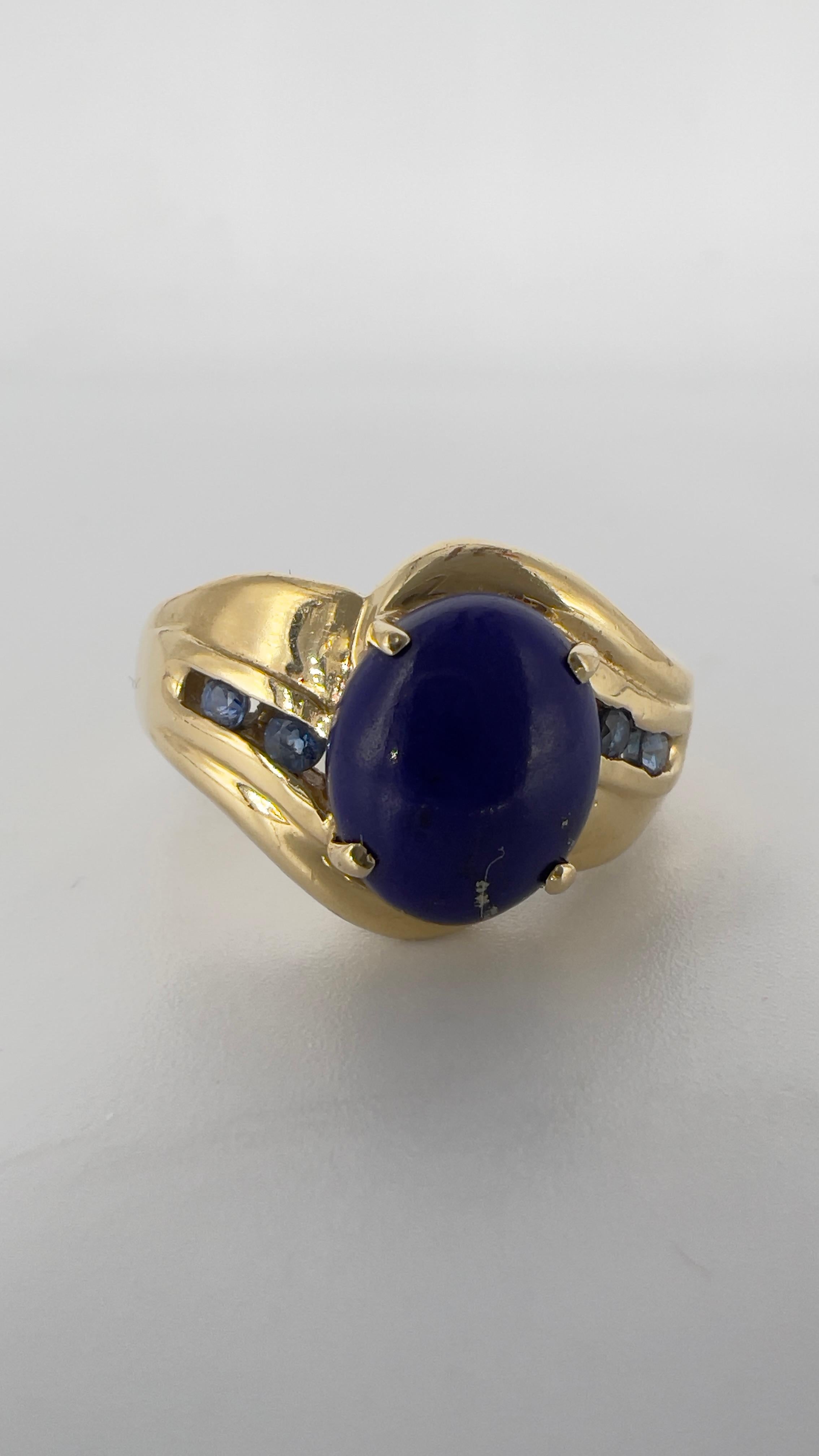 Art Nouveau Lapis-Lazuli Saphir and Gold Cocktail Ring