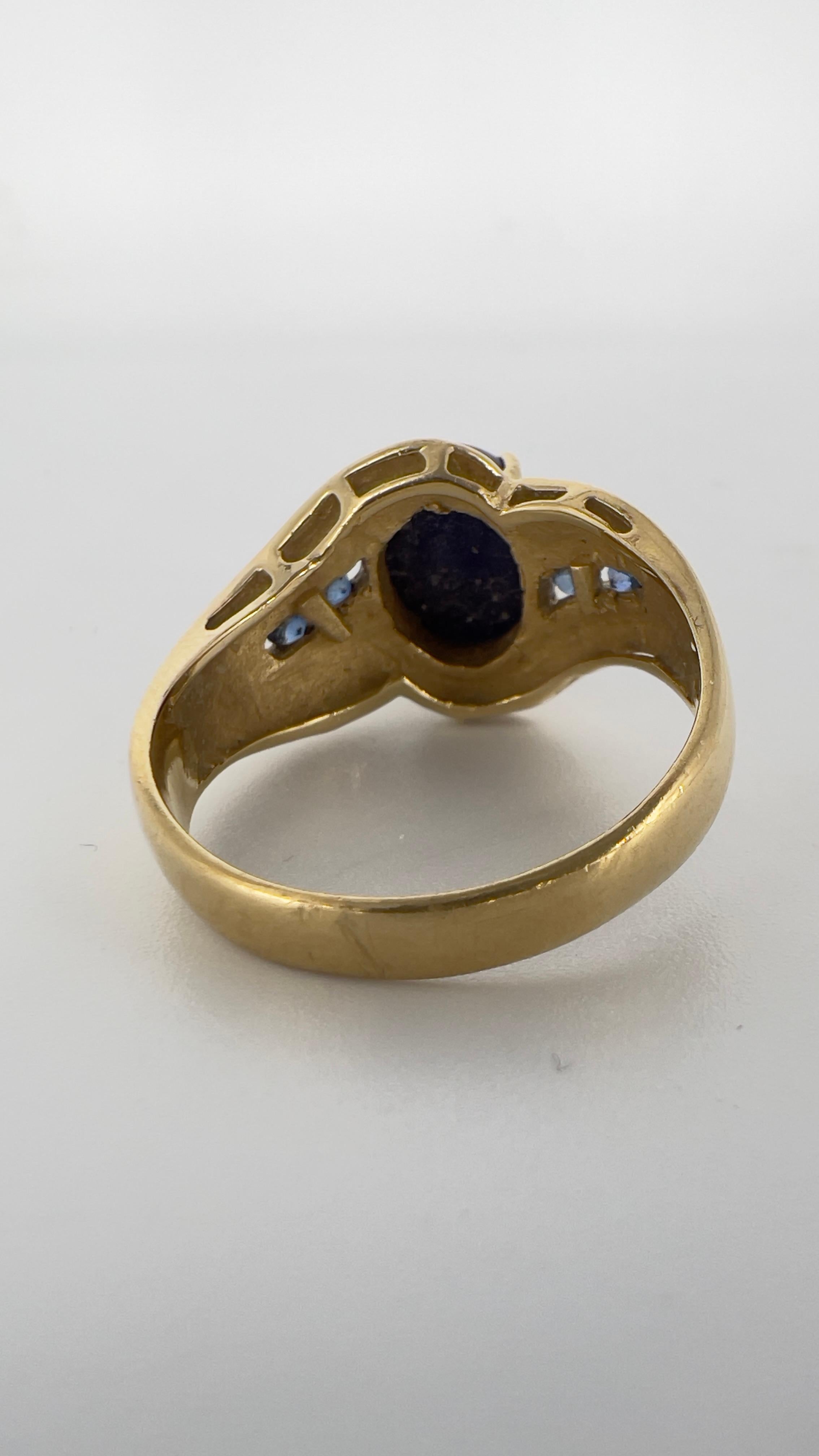 Lapis-Lazuli Saphir and Gold Cocktail Ring In Good Condition In Genève, GE