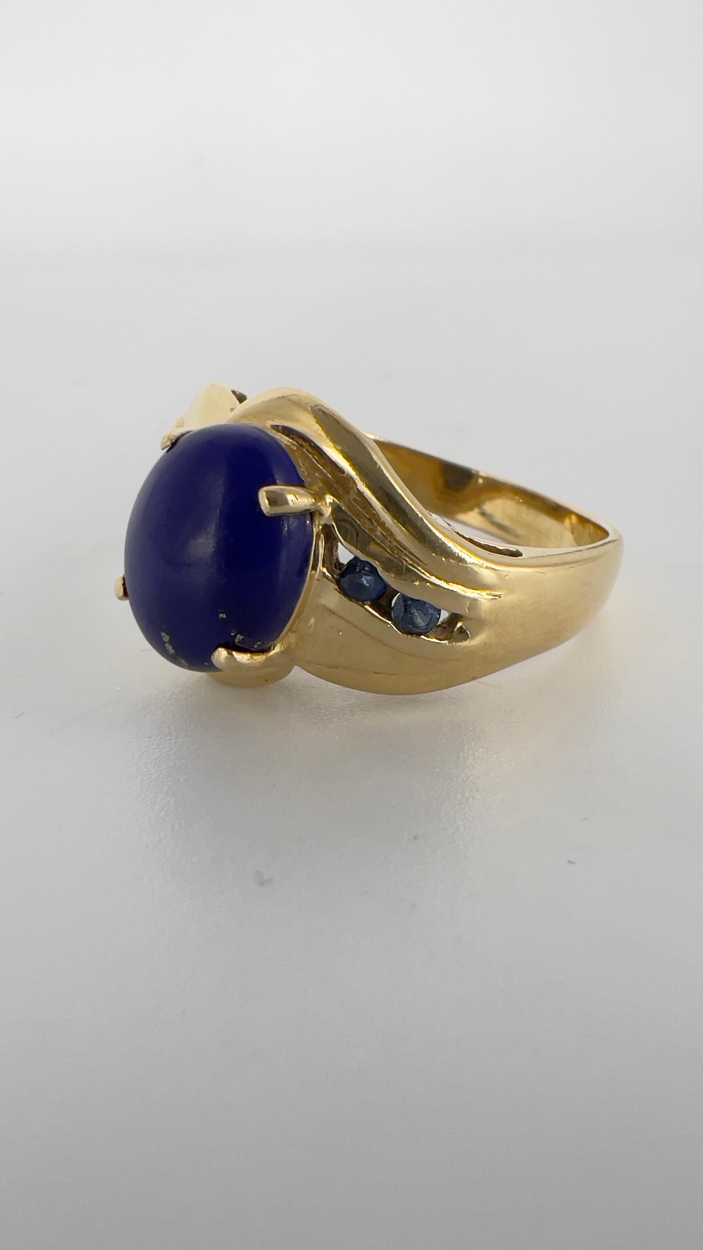 Women's Lapis-Lazuli Saphir and Gold Cocktail Ring