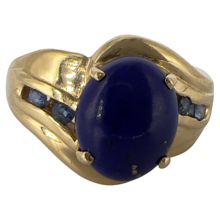 Lapis-Lazuli Saphir and Gold Cocktail Ring For Sale at 1stDibs