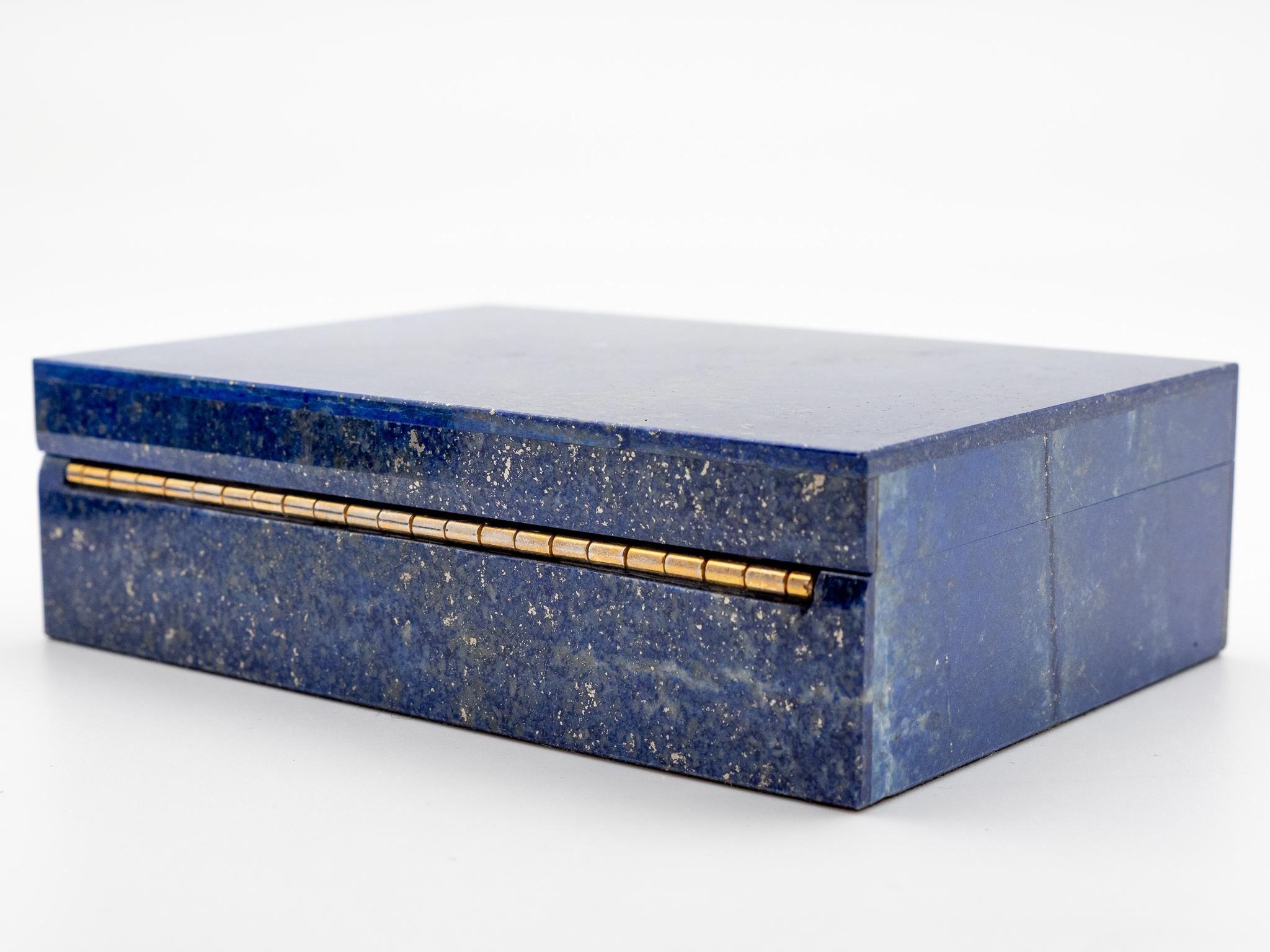 Grand Tour Lapis Lazuli Semi Precious Stone Box with Hinged Lid