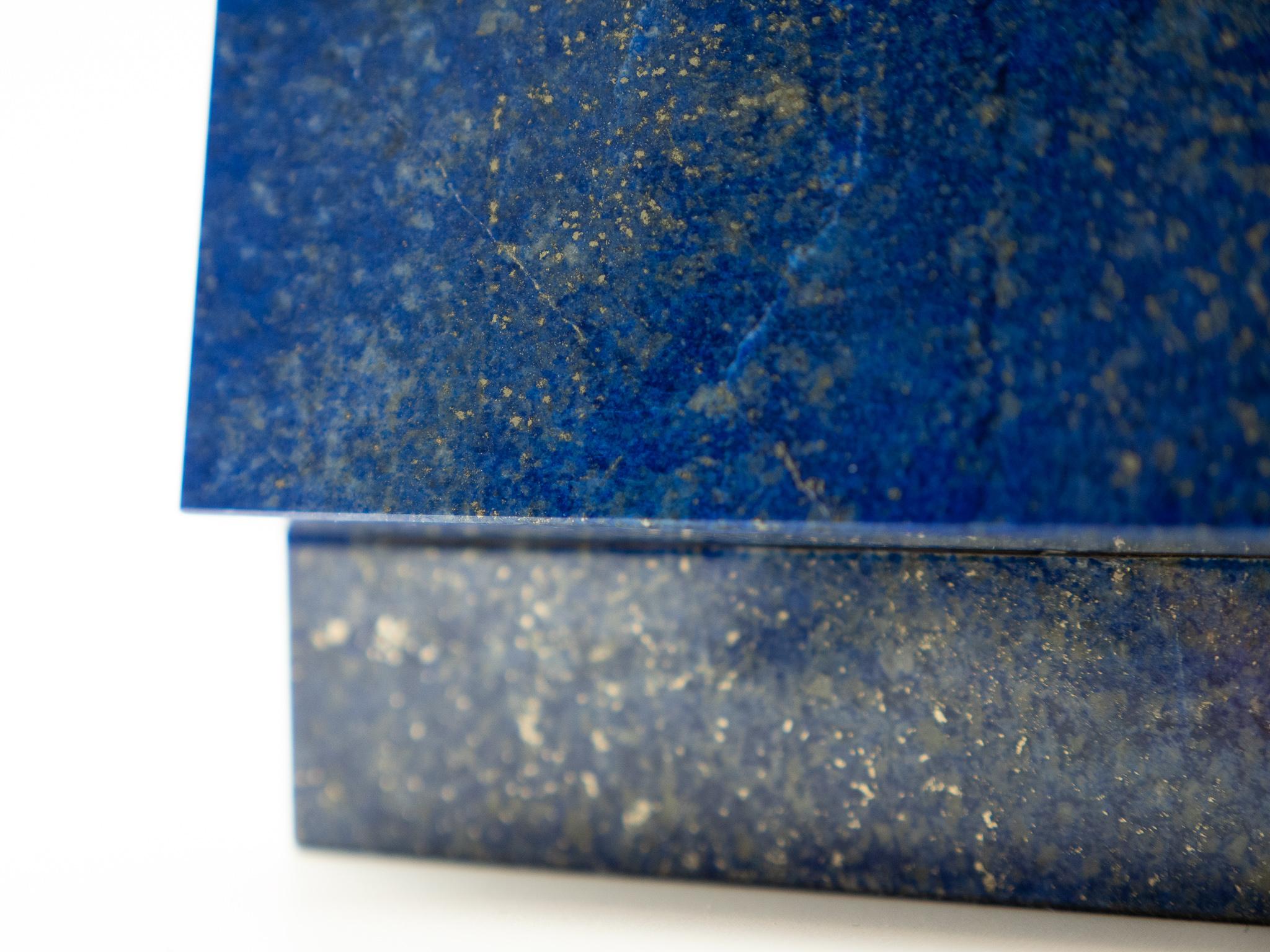 Contemporary Lapis Lazuli Semi Precious Stone Box with Hinged Lid
