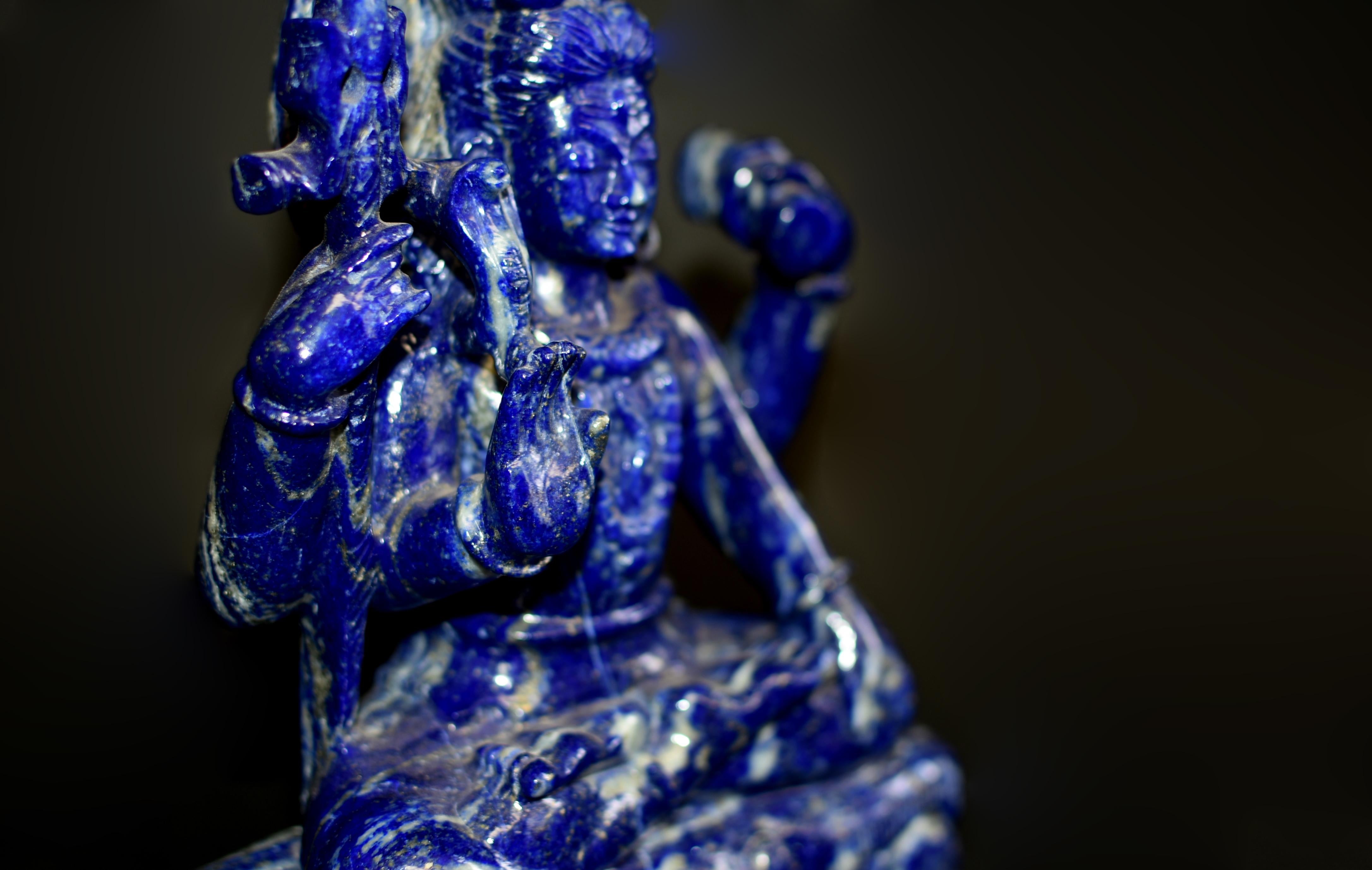 Lapis Lazuli Shiva Statue Natual Finest 8.5 lb For Sale 10
