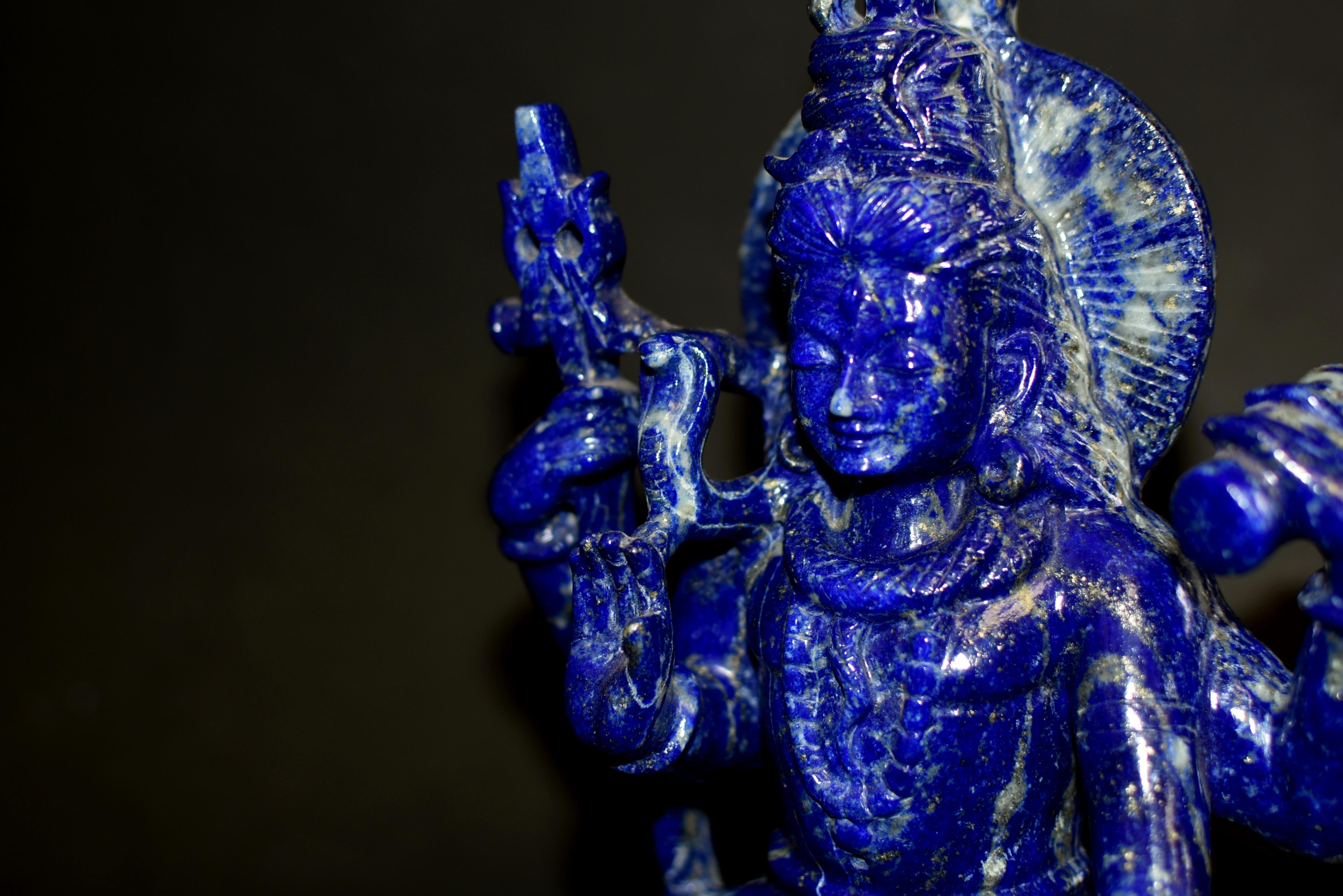 Lapis Lazuli Shiva Statue Natual Finest 8.5 lb For Sale 11