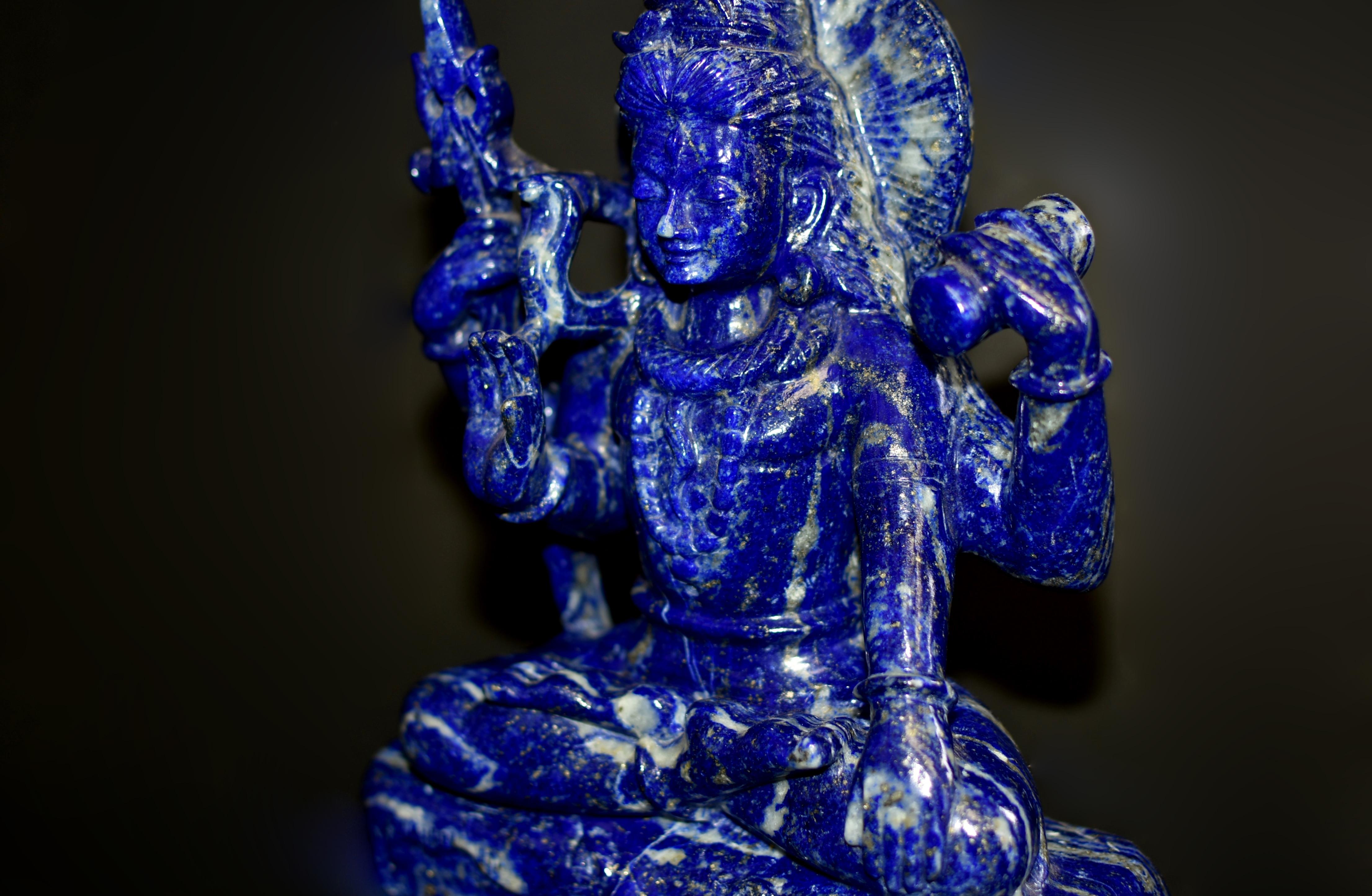 Lapis Lazuli Shiva Statue Natual Finest 8.5 lb For Sale 12