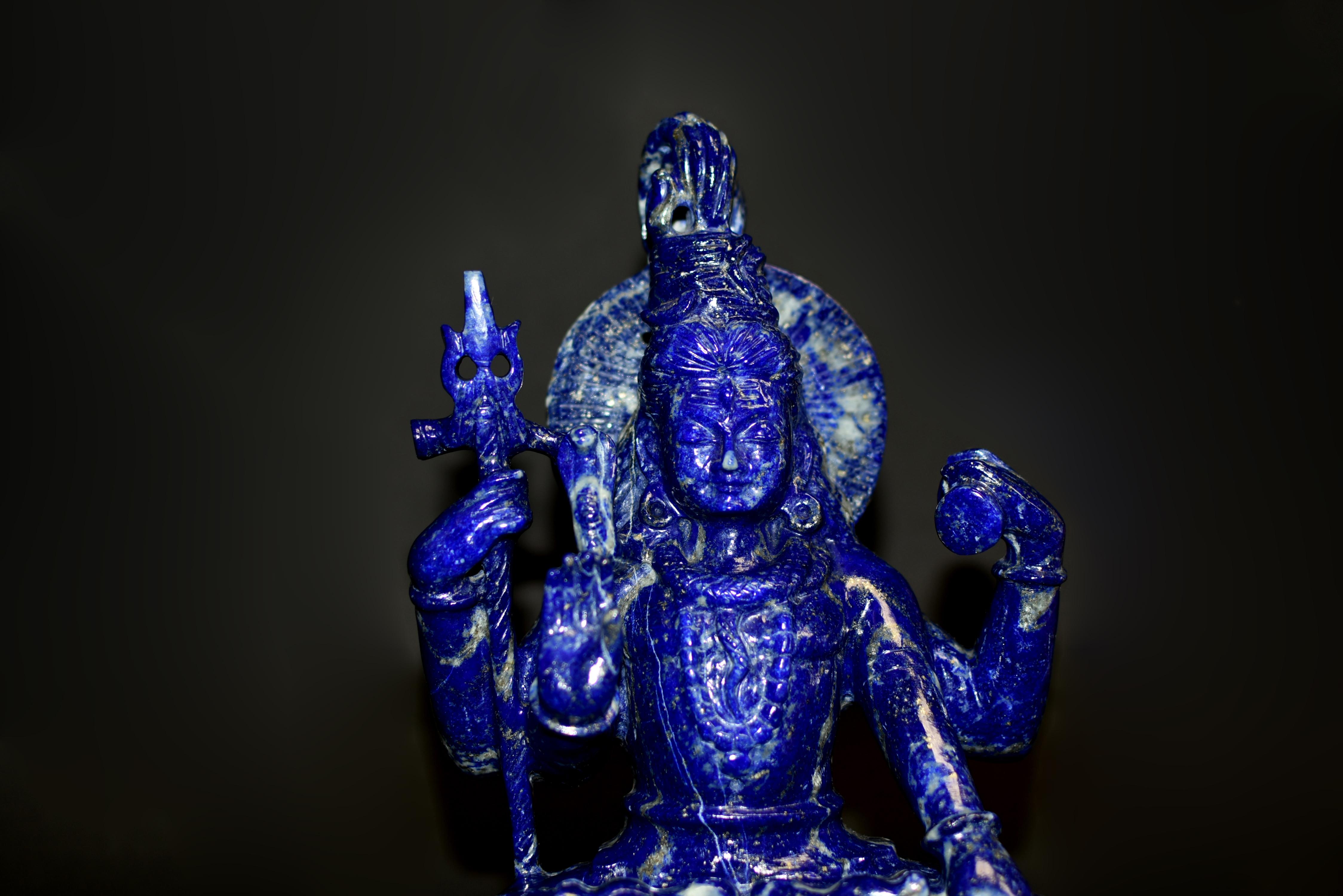 20th Century Lapis Lazuli Shiva Statue Natual Finest 8.5 lb For Sale