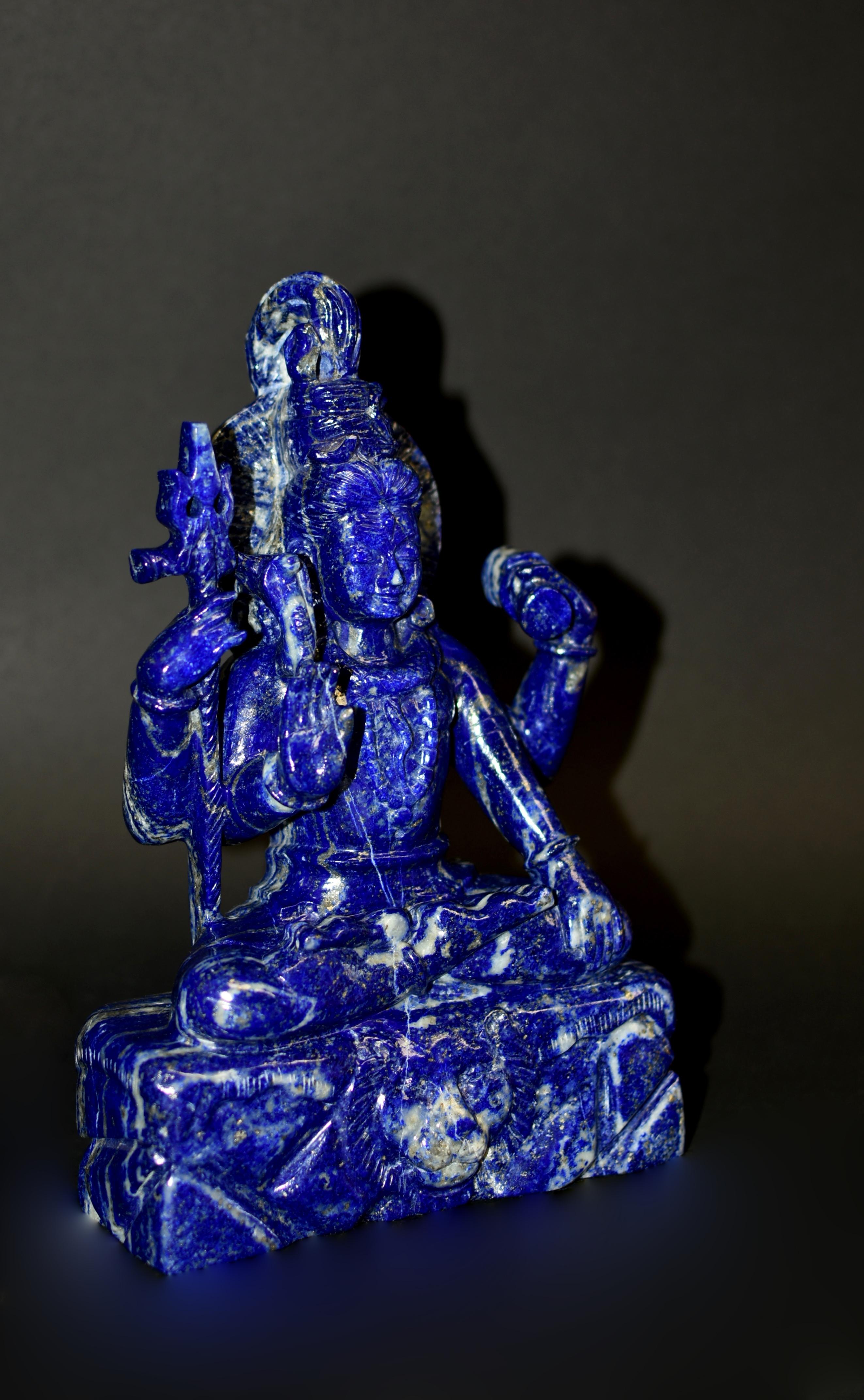 Lapis Lazuli Shiva Statue Natual Finest 8.5 lb For Sale 2
