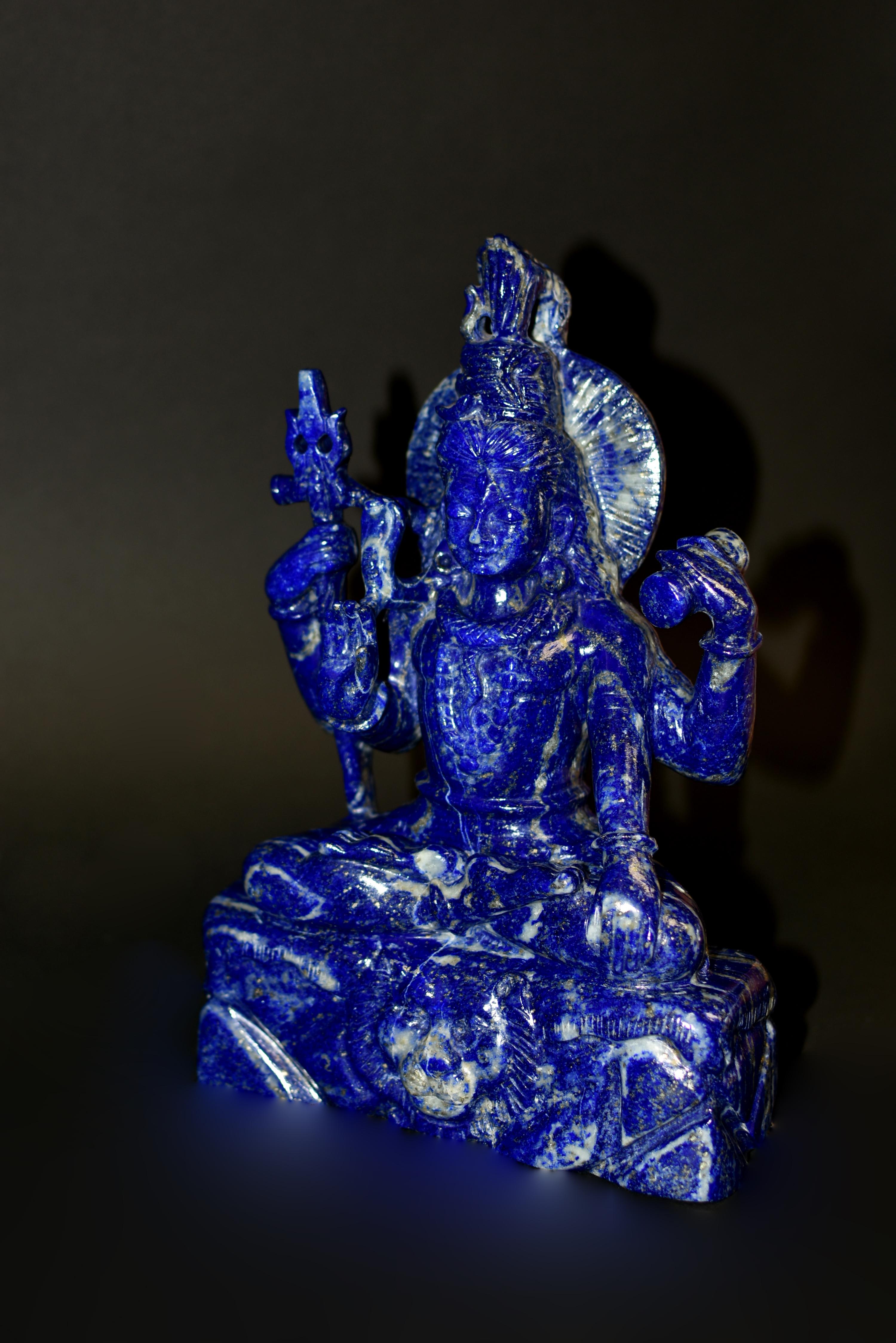 Lapis Lazuli Shiva Statue Natual Finest 8.5 lb For Sale 3