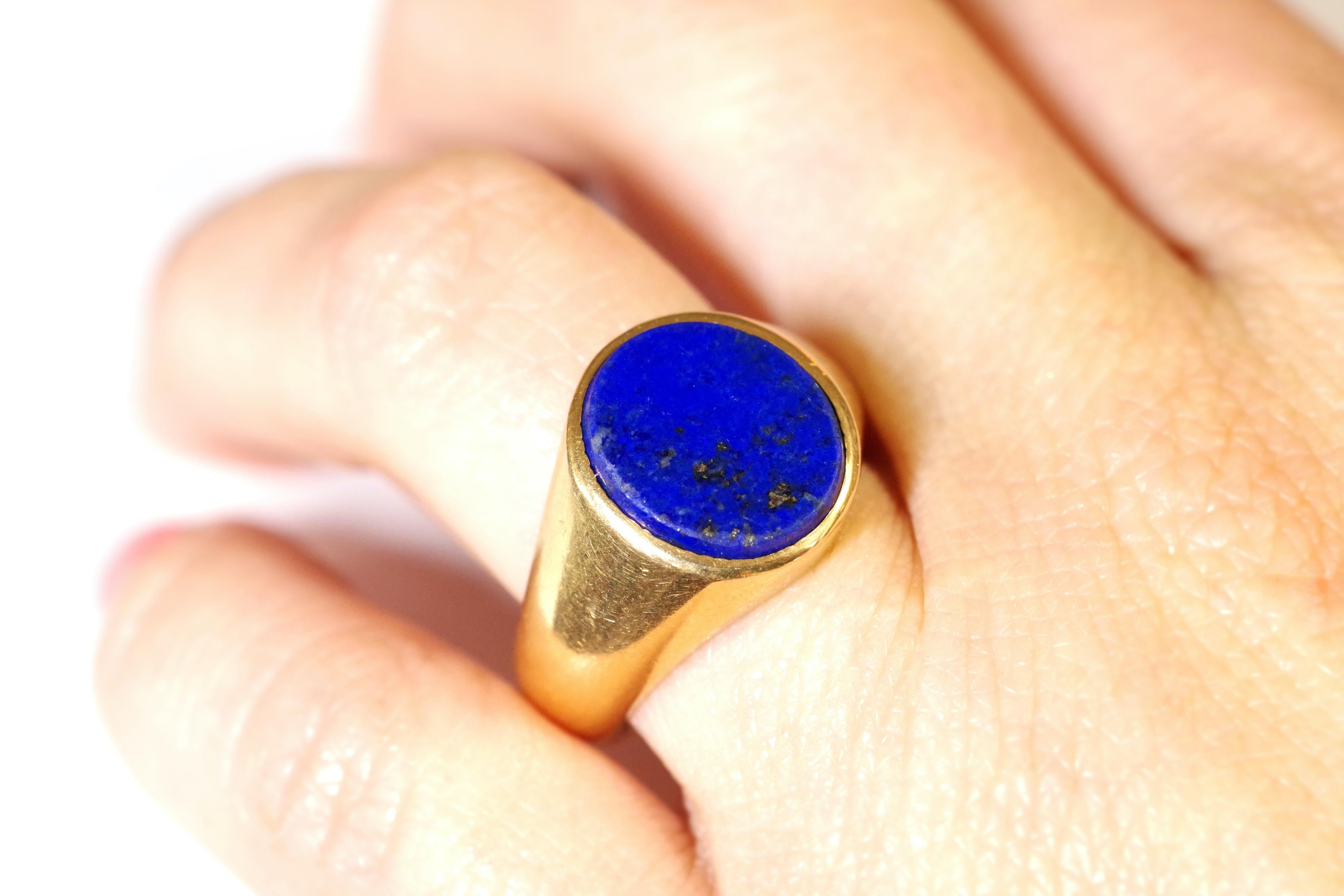 Lapislazuli-Siegelring aus 18 Karat Gold, gebrauchter Lapislazuli-Ring (Cabochon)