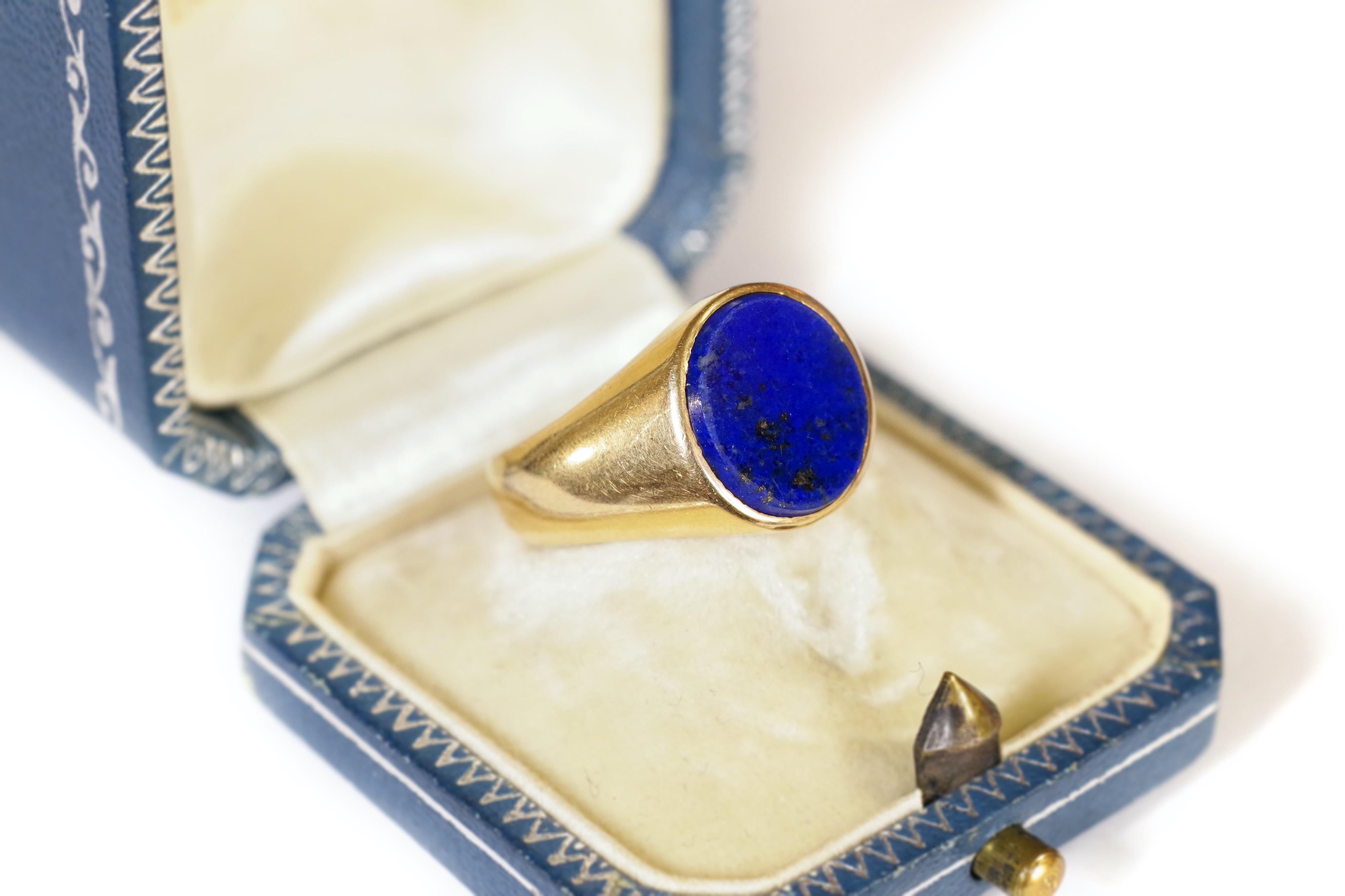 Lapislazuli-Siegelring aus 18 Karat Gold, gebrauchter Lapislazuli-Ring für Damen oder Herren