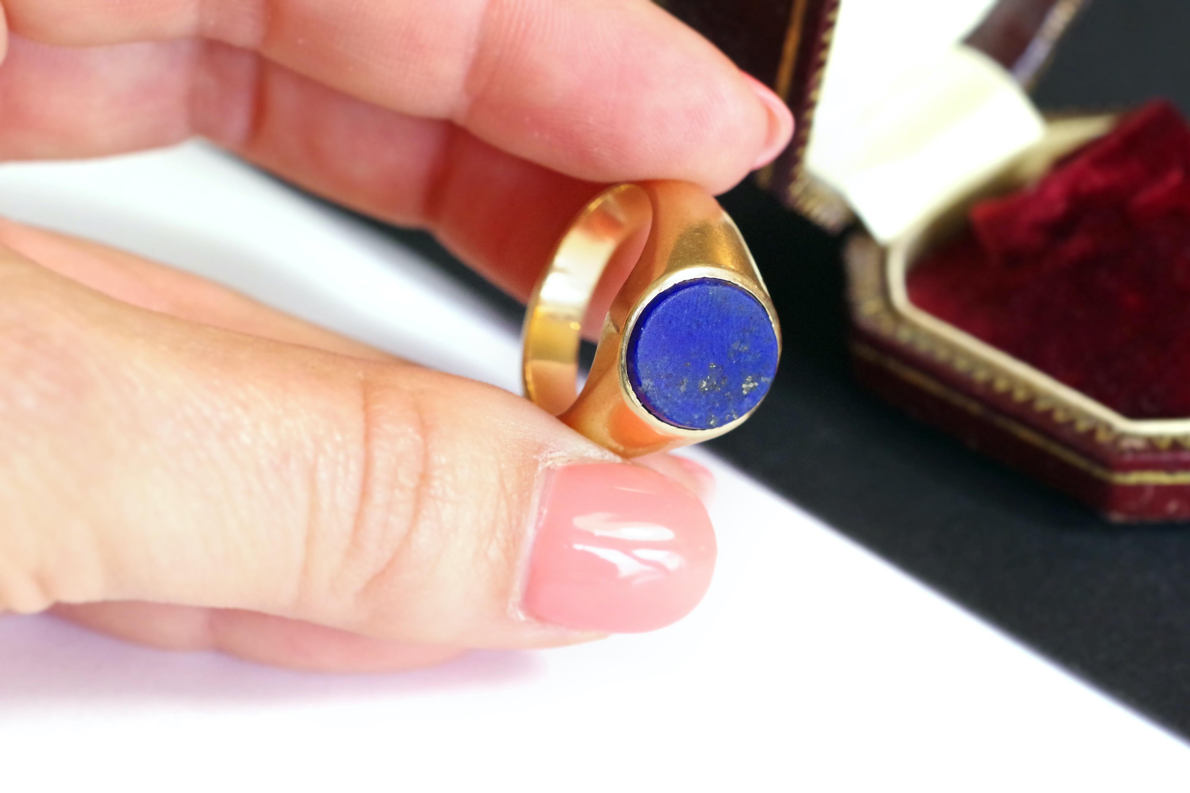 Lapislazuli-Siegelring aus 18 Karat Gold, gebrauchter Lapislazuli-Ring 1