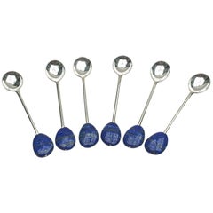 Lapis Lazuli Silver Plated Spoon Set of Six by Marina J.