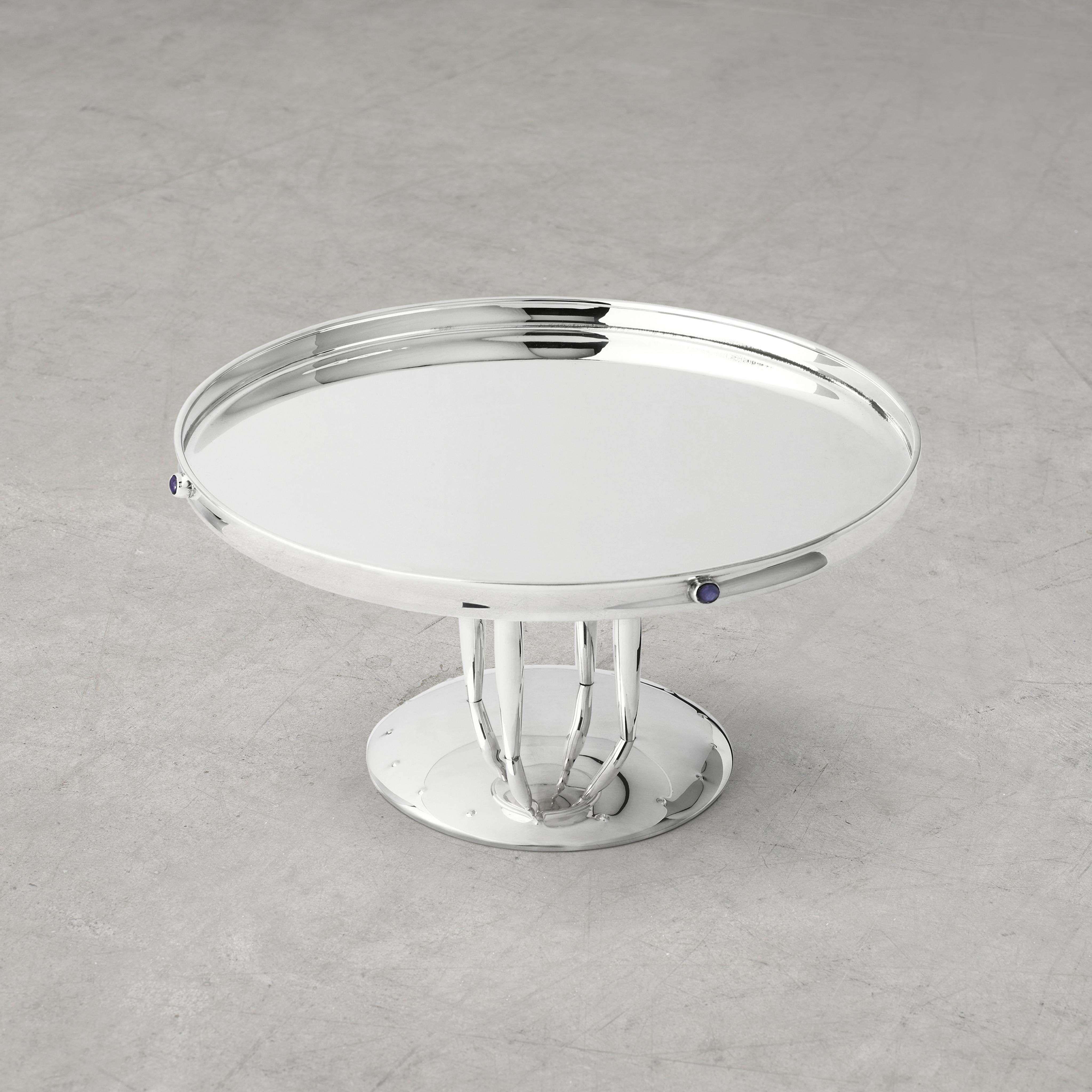 Modern Lapis Lazuli Small Centerpiece in Solid Silver by Josef Hoffmann For Sale